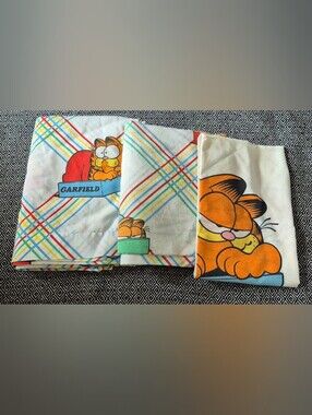Vintage Garfield Twin Sheet Set W/ Pillow Case